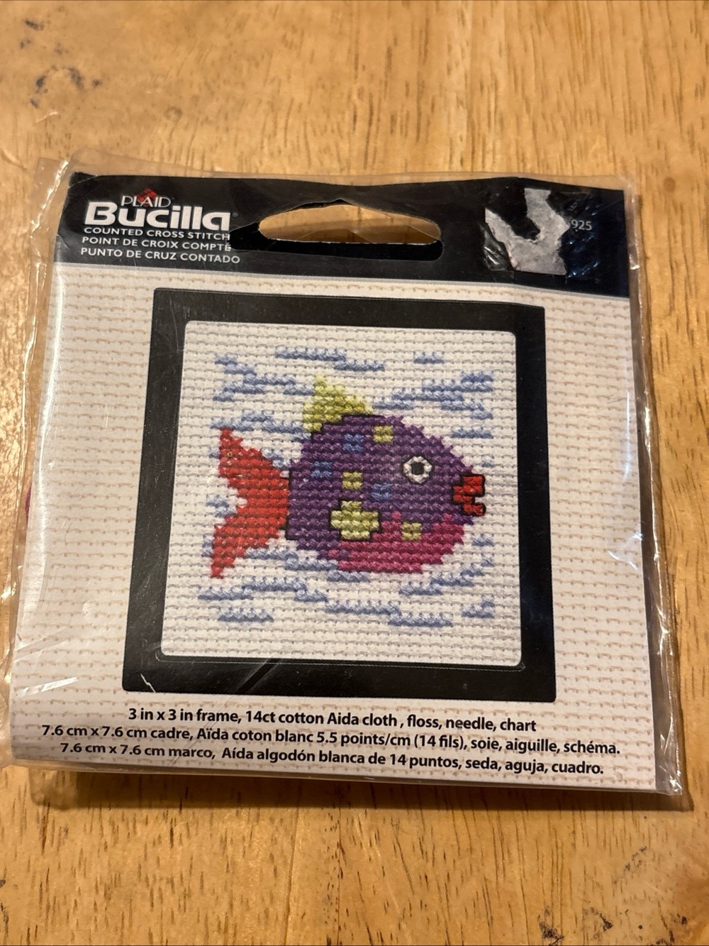 Bucilla Purple Fish Cross Stitch Kit with Red Tail and Green Spots